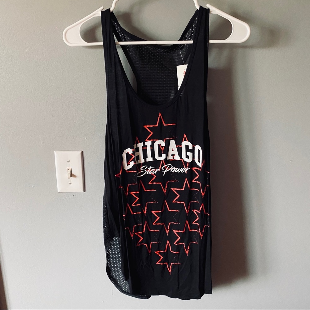Chicago star power black mesh tank top